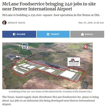 McLane Foodservice bringing jobs to site near DIA