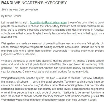Randi Weingarten's Hypocrisy
